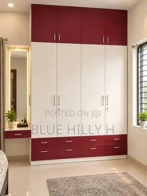 Home Interiors 4-Door Wardrobe - Wine Red & Cream
