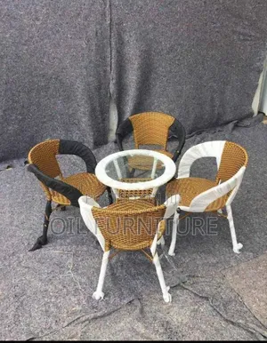 Brand New 4-Seater Rattan Outdoor Coffee Set with Glass Table