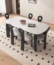 Executive Minimalist Sintered Stone Oval Dining Table with 6 Chairs - 2