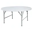 5ft Round Folding Table - White Plastic Top - 1