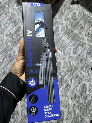 C12 AI Tracking Selfie Stick Tripod - Black