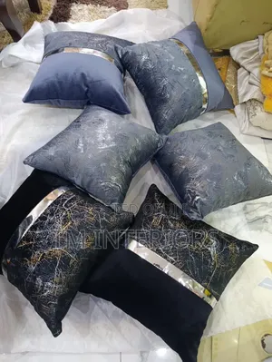 Ash Color Throw Pillows with Silver Tape