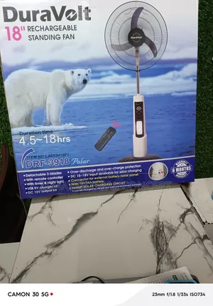 18-Inch Duravolt Rechargeable Standing Fan