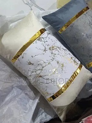 Beige & Gold Tape Throw Pillows - Home Interiors