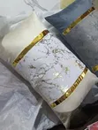 Beige & Gold Tape Throw Pillows - Home Interiors - 1
