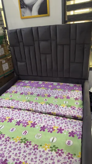 5x6 Dark Grey Upholstered Bed Frame
