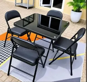 Foldable Outdoor Table and Chairs Set (Black)