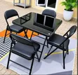 Foldable Outdoor Table and Chairs Set (Black) - 1