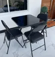 Foldable Outdoor Table and Chairs Set (Black) - 2