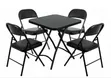 Foldable Outdoor Table and Chairs Set (Black) - 4