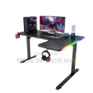 L-Shaped RGB Gaming Desk 140cm with LED Lights