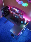 Spacious L-Shaped Gaming Desk with LED Lights (140cm) - 1