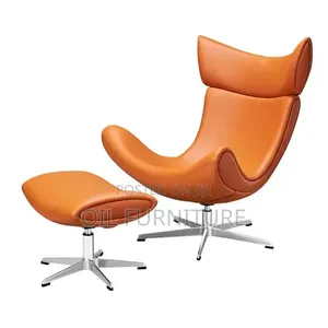 Kujerar Lounge Mai Tsayi da Ottoman - Orange Mai Haske