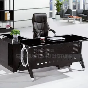 Executive Glass Top Office Table mai Kafa Karfe (1.6m)