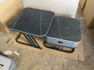 2-in-1 Mai Faduwa Table Na Marble Tare Da Leda