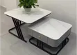 2-in-1 Mai Faduwa Table Na Marble Tare Da Leda - 4