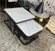 2-in-1 Mai Faduwa Table Na Marble Tare Da Leda - 5