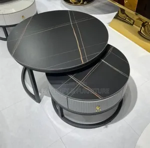 Round Marble 2-in-1 Center Table with Drawer