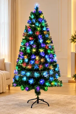 7ft Christmas Tree with Lights and Ribbon