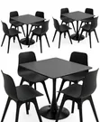 4-Seater Café Set - Square Tulip Table & Black Chairs - 1