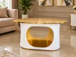 Luxury Engineered Marble Oval Center Table - White & Gold - 1